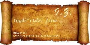 Igyártó Zina névjegykártya